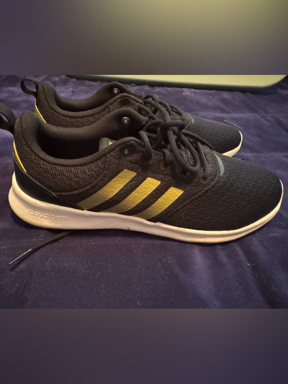 adidas Black & Gold Cloudfoam Sneakers-Sz 9, worn once briefly